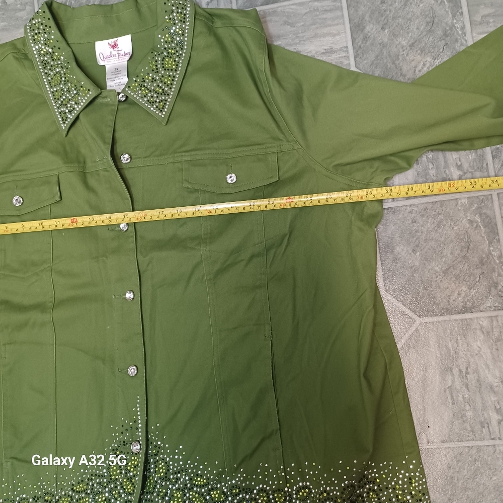 QUAKER FACTORY SIZE 3X Green Embellished Women's Jacket - Picture 11 of 13